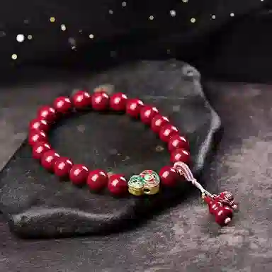 石在行 紫金砂单圈 招财转运 平安纳财纳福 国潮复古 佛珠盘玩好运 送礼 朱砂 玉石手串 女款