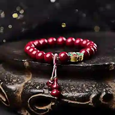 石在行 紫金砂单圈 招财转运 平安纳财纳福 国潮复古 佛珠盘玩好运 送礼 朱砂 玉石手串 女款