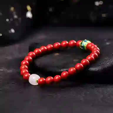 石在行 高含量红砂单圈招财转运平安纳财纳福 国潮复古 佛珠文玩盘玩好运 朱砂 手串 女款