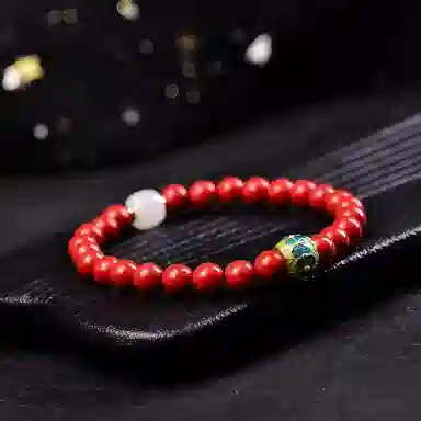 石在行 高含量红砂单圈招财转运平安纳财纳福 国潮复古 佛珠文玩盘玩好运 朱砂 手串 女款