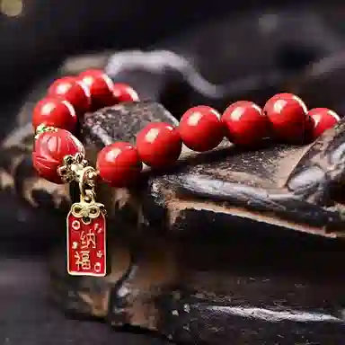 石在行 高含量红砂单圈 招财转运 平安纳财纳福 国潮复古 佛珠文玩盘玩好运 送礼 朱砂 手串 男女同款情侣款