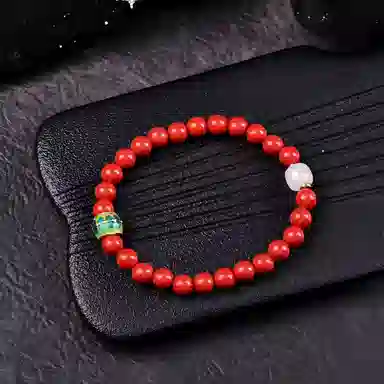 石在行 高含量红砂单圈招财转运平安纳财纳福 国潮复古 佛珠文玩盘玩好运 朱砂 手串 女款