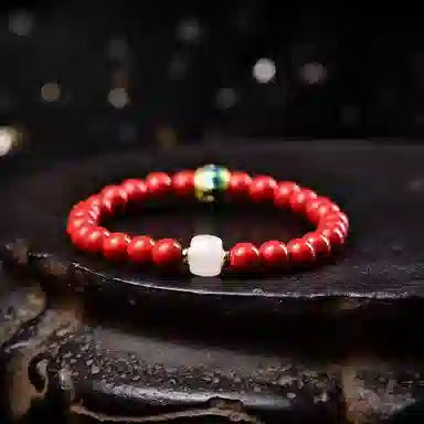 石在行 高含量红砂单圈招财转运平安纳财纳福 国潮复古 佛珠文玩盘玩好运 朱砂 手串 女款