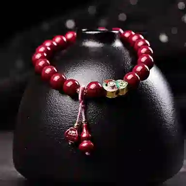 石在行 紫金砂单圈 招财转运 平安纳财纳福 国潮复古 佛珠盘玩好运 送礼 朱砂 玉石手串 女款