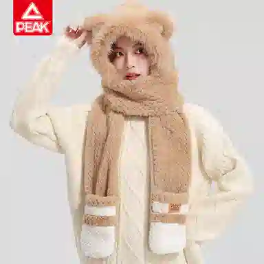匹克 高颜值围巾手套三合一 一体保暖毛绒 涤纶 帽子 男女同款情侣款