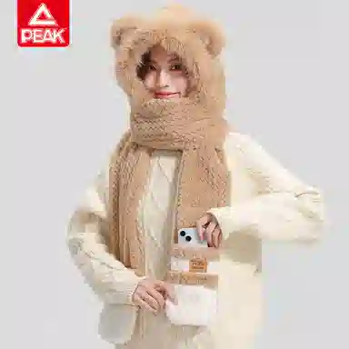 匹克 高颜值围巾手套三合一 一体保暖毛绒 涤纶 帽子 男女同款情侣款