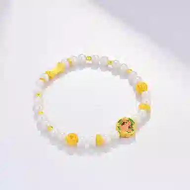 珍珠奥秘 足金 淡水珍珠 中式珐琅花手串手链 女 国风个性时尚优雅精致轻奢气质高端设计百搭日常通勤节日周年纪念生日礼品送漂亮女生