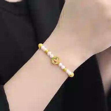 珍珠奥秘 足金 淡水珍珠 中式珐琅花手串手链 女 国风个性时尚优雅精致轻奢气质高端设计百搭日常通勤节日周年纪念生日礼品送漂亮女生