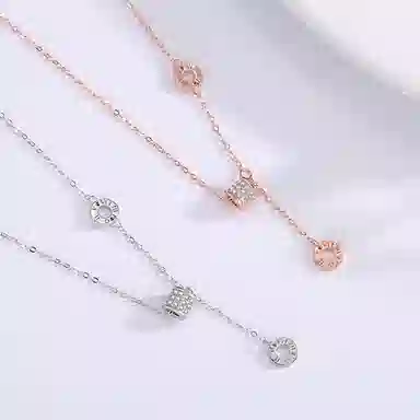 【S999纯银】 六桂福珠宝 罗马数字小蛮腰项链气质百搭温柔轻奢小众高级精致优雅大气时尚简约 足银 锁骨链 女款