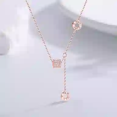 【S999纯银】 六桂福珠宝 罗马数字小蛮腰项链气质百搭温柔轻奢小众高级精致优雅大气时尚简约 足银 锁骨链 女款