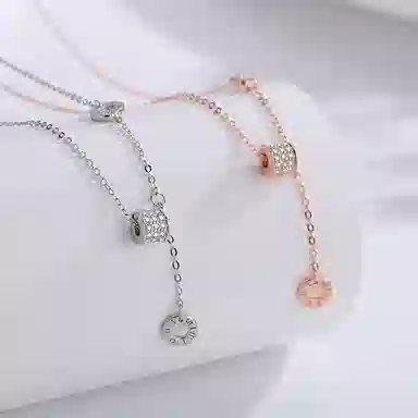 【S999纯银】 六桂福珠宝 罗马数字小蛮腰项链气质百搭温柔轻奢小众高级精致优雅大气时尚简约 足银 锁骨链 女款