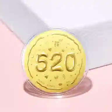 【520甜蜜示爱 金钞】 六桂福珠宝 生日快乐公主请发财大饼浪漫轻奢小众宝藏纪念收藏储蓄高级 金 挂件 男女同款情侣款