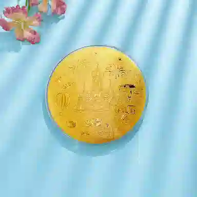 【520甜蜜示爱 金钞】 六桂福珠宝 生日快乐公主请发财大饼浪漫轻奢小众宝藏纪念收藏储蓄高级 金 挂件 男女同款情侣款