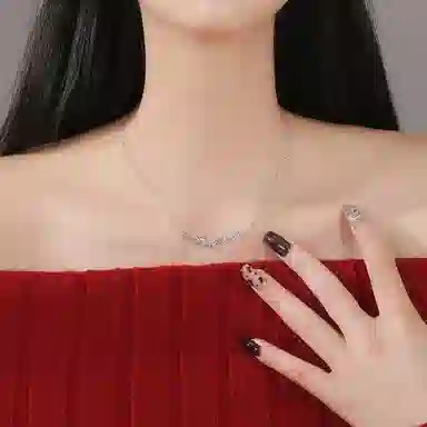 【S999纯银】 六桂福珠宝 微笑紫藤花项链气质百搭轻奢小众高级精致优雅满钻大气时尚简约 足银 锁骨链 女款