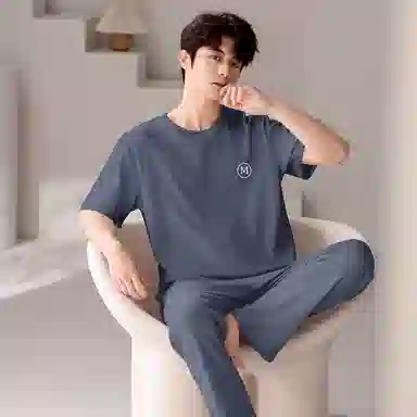 梦特娇 柔软舒适透气可外穿家居服短袖长裤睡衣套装 男款