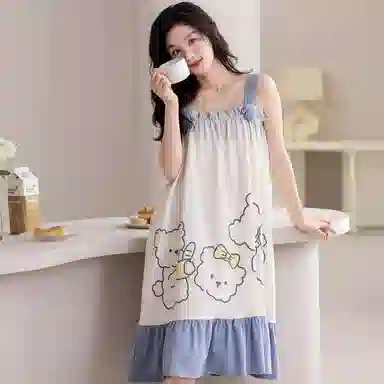 梦特娇 轻薄透气舒适卡通吊带无袖睡裙 女款