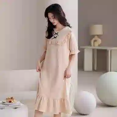 梦特娇 夏季 轻薄透气纯棉睡裙 女款 浅粉色