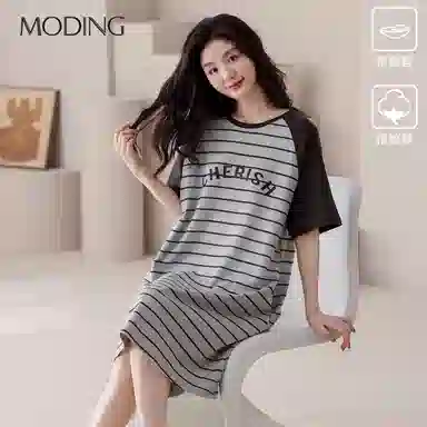 梦特娇 夏季 透气亲肤舒适睡裙 女款 灰色