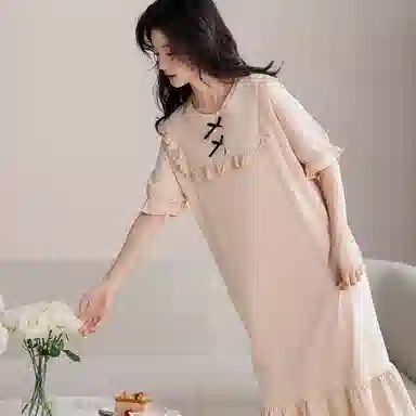 梦特娇 夏季 轻薄透气纯棉睡裙 女款 浅粉色