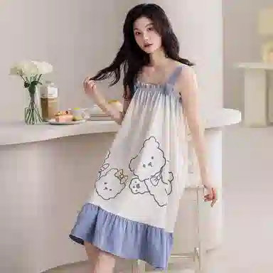 梦特娇 轻薄透气舒适卡通吊带无袖睡裙 女款