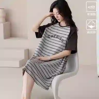 梦特娇 夏季 透气亲肤舒适睡裙 女款 灰色