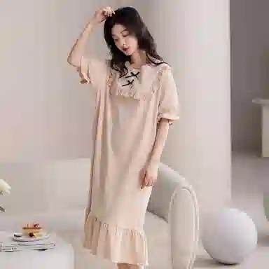 梦特娇 夏季 轻薄透气纯棉睡裙 女款 浅粉色