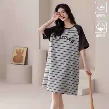 梦特娇 夏季 透气亲肤舒适睡裙 女款 灰色