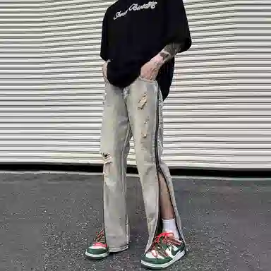 MGXEK Vintage Distressed Jeans Blue