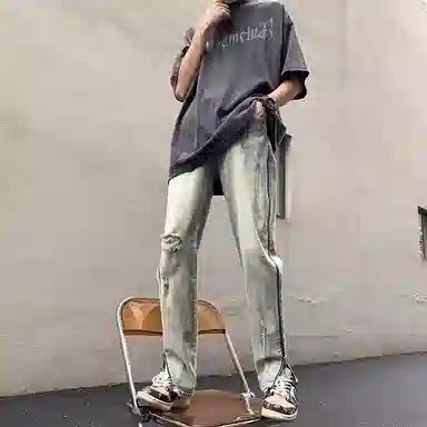 MGXEK Vintage Distressed Jeans Blue