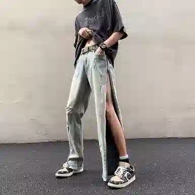 MGXEK Vintage Distressed Jeans Blue