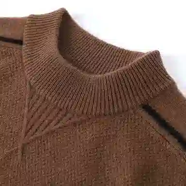 恒源祥 宽松纯色适中半高领长袖针织衫 女款