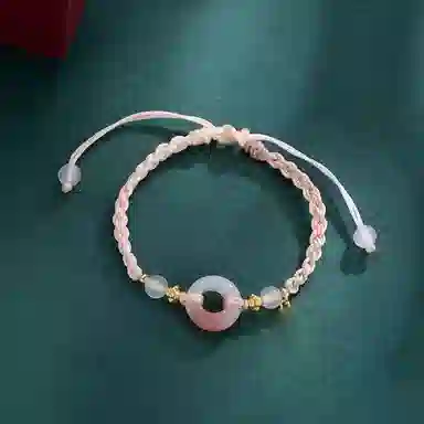 零界 如意平安五彩绳 岁岁平安扣新中式转运珠 国风小众拼接两色设计感手工编绳 琉璃 玉石手链 男女同款情侣款