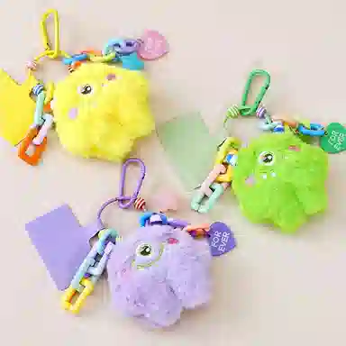 零界 小怪兽独眼卡通治愈创意手机绳包包挂饰行李箱玩偶#好运 毛绒 挂件 男女同款情侣款