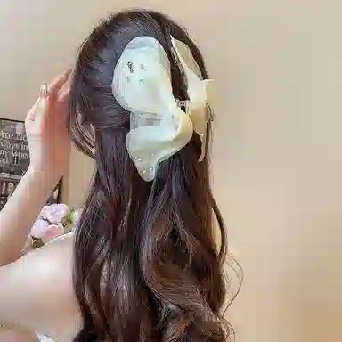 零界 迷蝶温柔气质头饰 亮纱蝴蝶仙气法式抓夹 精致后脑勺鲨鱼夹 亚克力 发夹 女款