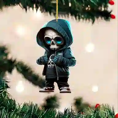 零界 超酷骷髅蓝色外套书包背包可爱时尚潮流装饰挂饰 亚克力 挂件 男女同款情侣款