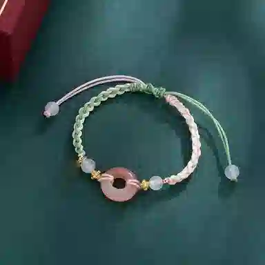 零界 如意平安五彩绳 岁岁平安扣新中式转运珠 国风小众拼接两色设计感手工编绳 琉璃 玉石手链 男女同款情侣款