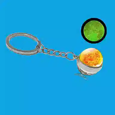 零界 沧海星球 夜光宇宙钥匙扣太阳系地球星系星云双面玻璃球钥匙书包挂饰 合金 挂件 男女同款情侣款