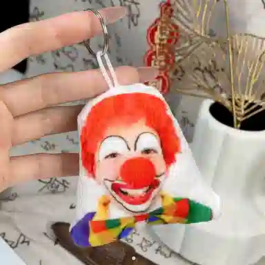 零界 尴尬小丑语音抽象搞怪玩偶按压发声钥匙扣搞笑会说话 毛绒 挂件 男女同款情侣款