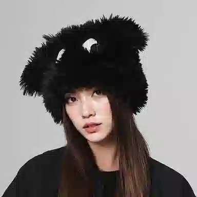 【入秋必备】 零界 可爱呆萌大眼狗超萌加厚毛绒针织帽 秋冬保暖护耳自拍道具大头围显脸小 聚酯纤维 绒线帽 男女同款情侣款