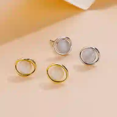 零界 轻奢精致小众高级感设计 气质养耳洞防堵 镂空椭圆睡觉免摘耳饰 合金  耳钉 女款