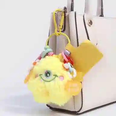 零界 小怪兽独眼卡通治愈创意手机绳包包挂饰行李箱玩偶#好运 毛绒 挂件 男女同款情侣款