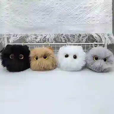 零界 猫猫头玩具包包汽车可爱公仔小猫咪卡通治愈 创意 行李箱  卡通玩偶 毛绒 钥匙扣 男女同款情侣款
