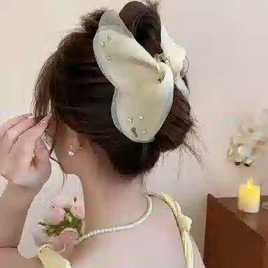 零界 迷蝶温柔气质头饰 亮纱蝴蝶仙气法式抓夹 精致后脑勺鲨鱼夹 亚克力 发夹 女款