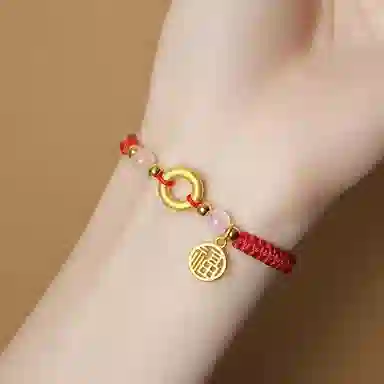 【福牌平安扣】 零界 精致新中式国风轻奢高级感本命年转运珠手工编绳 事事如意顺遂 琉璃 手链 男女同款情侣款