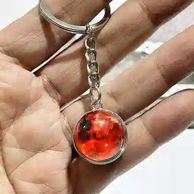 零界 沧海星球 夜光宇宙钥匙扣太阳系地球星系星云双面玻璃球钥匙书包挂饰 合金 挂件 男女同款情侣款