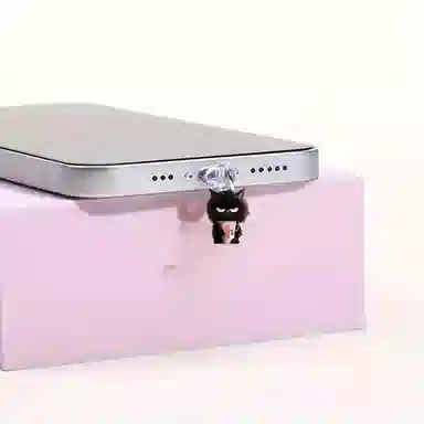 零界 小黑猫 创意手机防尘塞 小书包可爱时尚潮流装饰 亚克力 挂件 男女同款情侣款