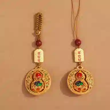 零界 葫芦平安符新中式复古国风圆形平安行李箱书#好运 合金 挂件 男女同款情侣款