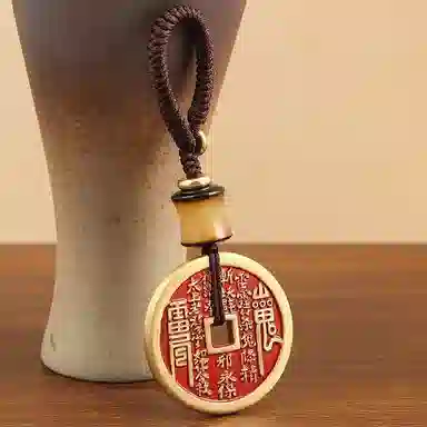 【已开 已过香】 零界 山鬼花钱新中式复古国风圆形平安行李箱书背包挂饰#好运 合金 挂件 男女同款情侣款