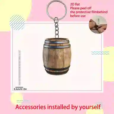 零界 复古木桶平面书包背包可爱时尚潮流装饰挂饰 亚克力 挂件 男女同款情侣款