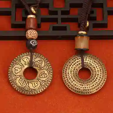 零界 六字箴言平安扣 心经古法工艺六字真言百搭#好运 合金 挂件 男女同款情侣款